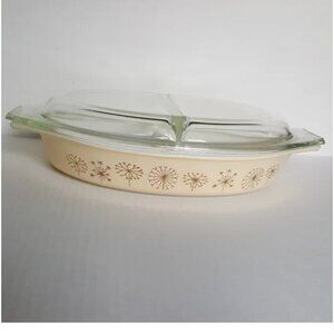 Pyrex dandelion duet divided dish with lid